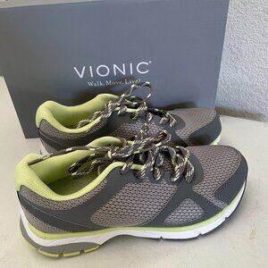 NEW Vionic Womens Tokyo Comfort Sneaker Walking Shoe 6 Wide NIB Gray Lime